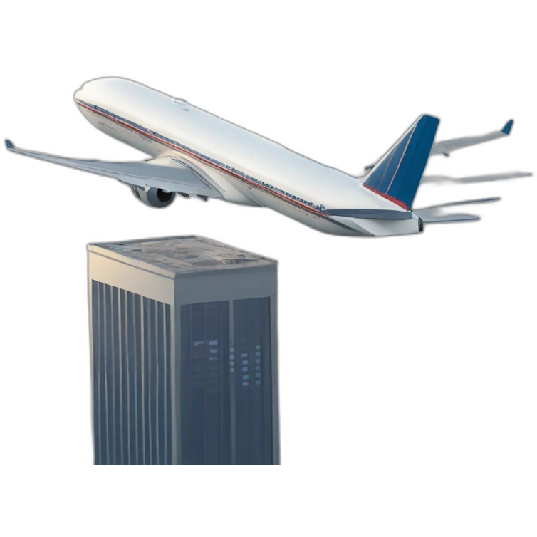 Boeing 777 approaching to twin towers emoji