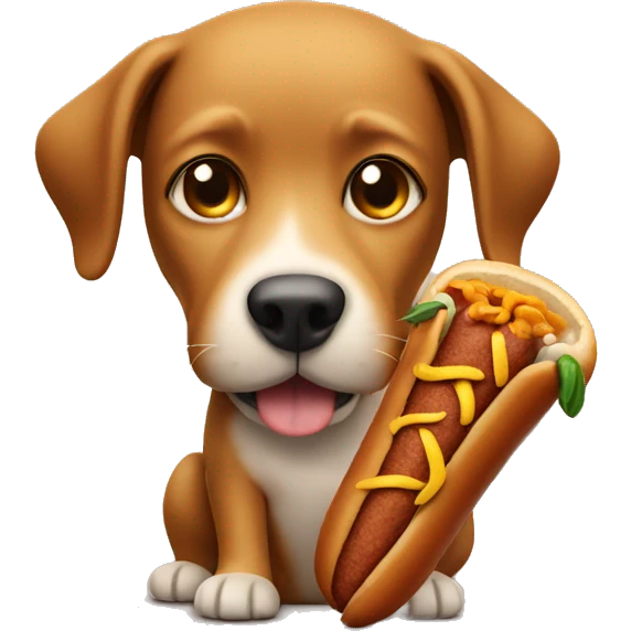 dog holding chili dog emoji