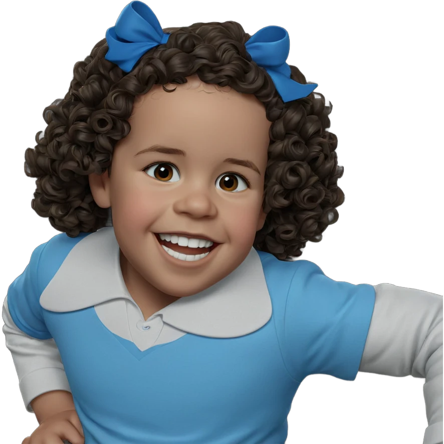 smiling solo with blue bow emoji