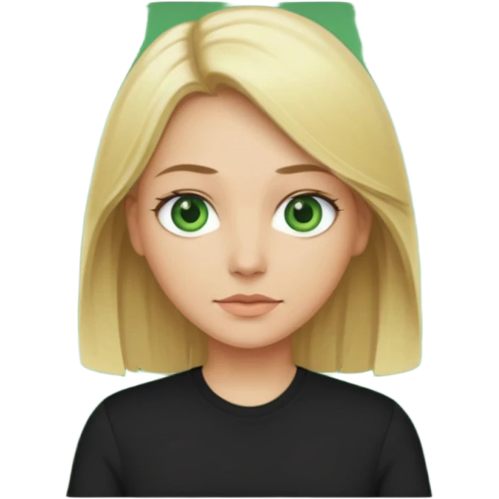 40 yr old blonde straight hair green eyes black shirt emoji