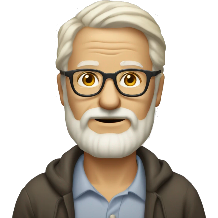 3/4 view 62 years blond old man with a very light beard with lunettes glasses emoji