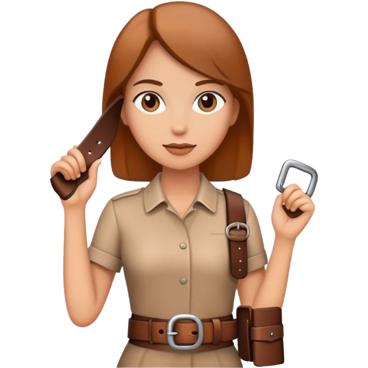 Woman holding leather belt in hand emoji