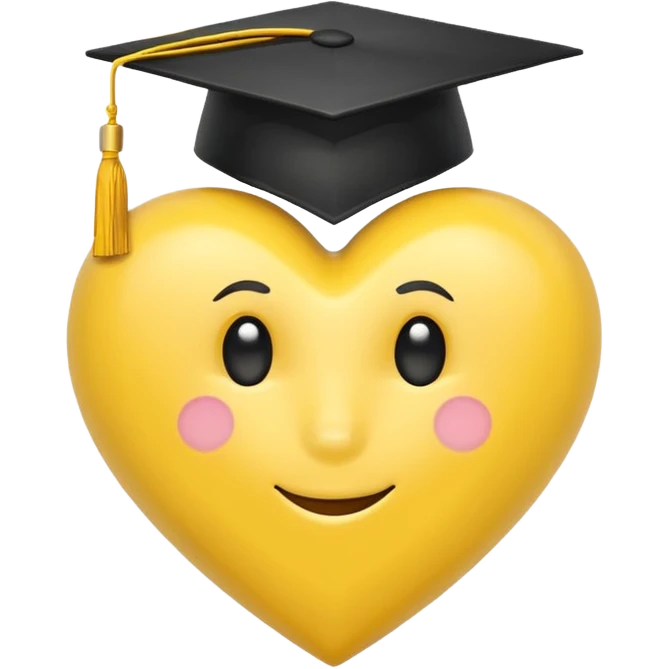 yellow heart with a graduation cap emoji