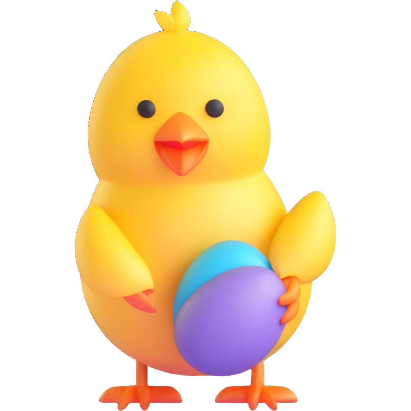 Easter chick with egg shell emoji