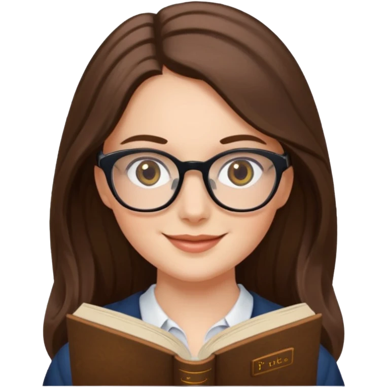  white long brunette hair girl with hazel eyes reading Pride and Prejudice emoji