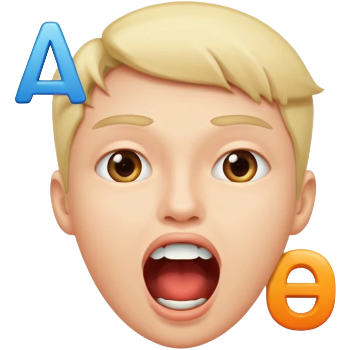 open mouth with letters A Б В coming out emoji