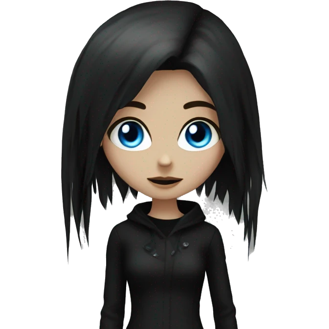 Goth girl blue eyes black boots black clothes  emoji
