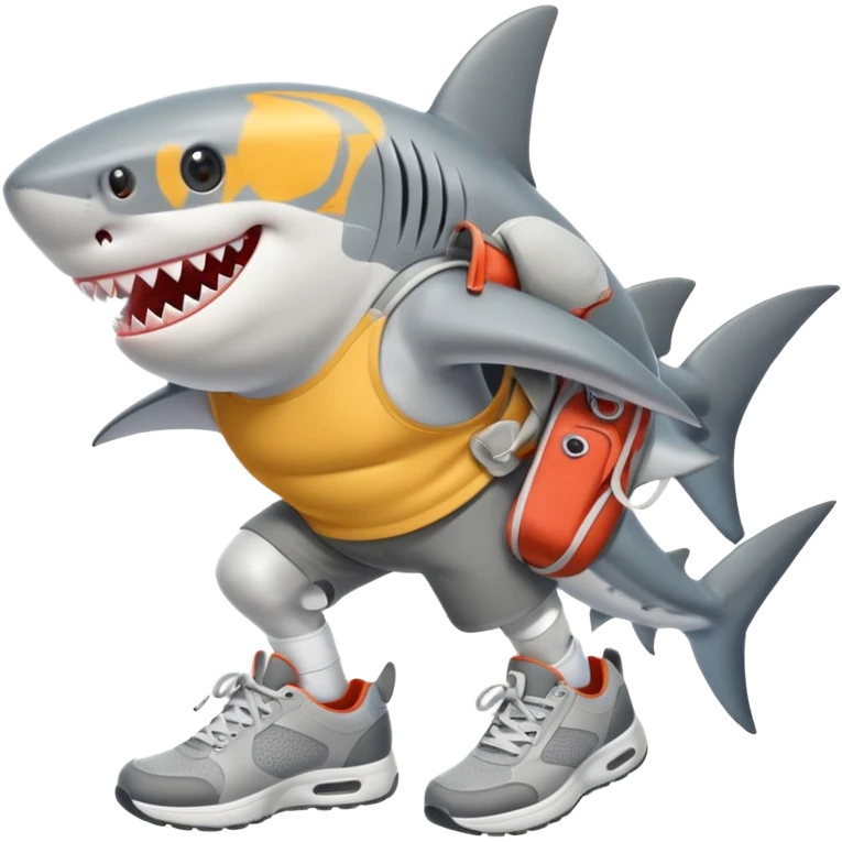 Shark with legs and shoes emoji