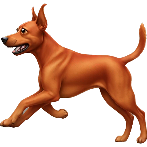 realistic solid red dog with pointed ears running emoji