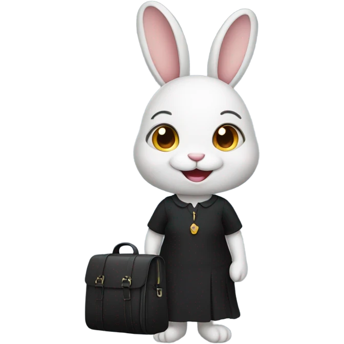 Happy Rabbit , black women dress , going to work , laptop bag  emoji