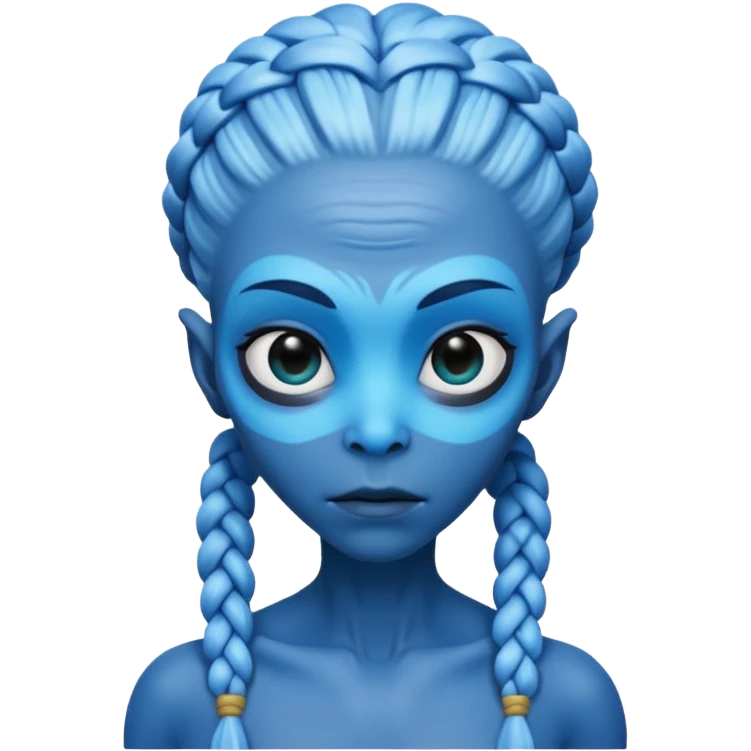 alien with braided hair, blue emoji
