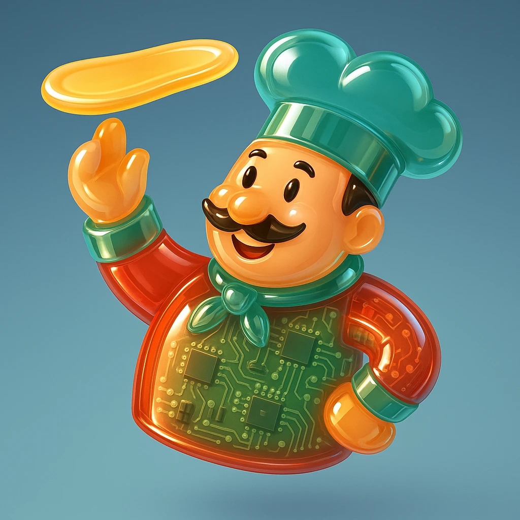 smiling Italian chef spinning pizza dough emoji