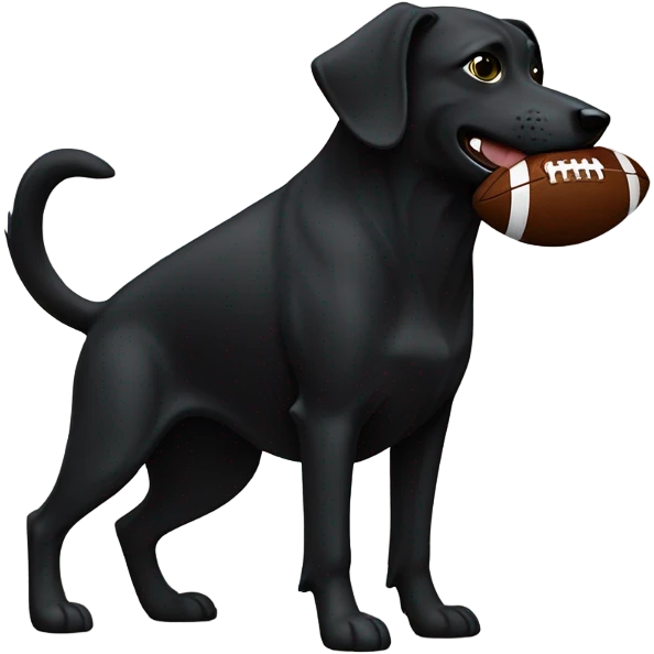 Black dog throwing an American football emoji