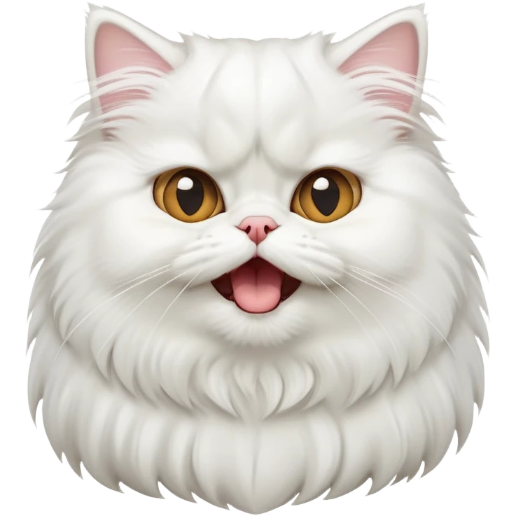cinematic-adorable-big-eyed-fluffy-solid white-persian-cat-portrait-emoji,-head-tilted-playfully-with-a-cute,-exaggerated-yawn,-fluffy-solid white,-simplified-yet-irresistibly-cute-features emoji
