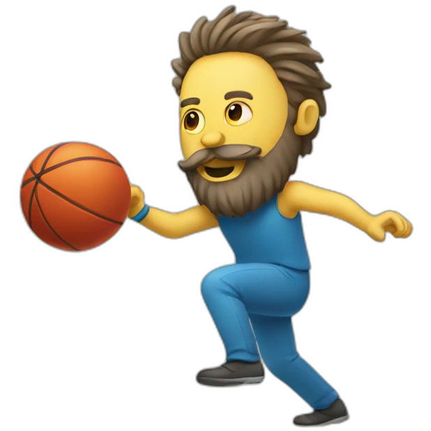 man with beard kicking virus as ball emoji
