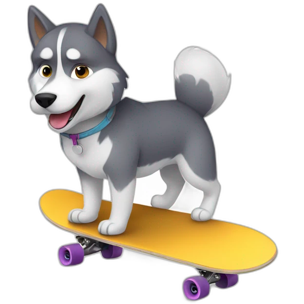 Husky qui fait du skateboard emoji