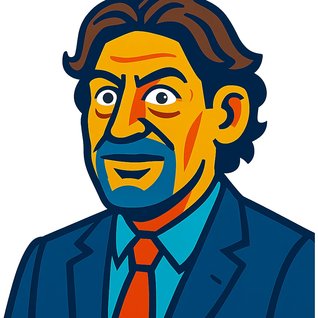 portrait of Deutsch Tamás, Hungarian politician, vibrant cartoon style emoji