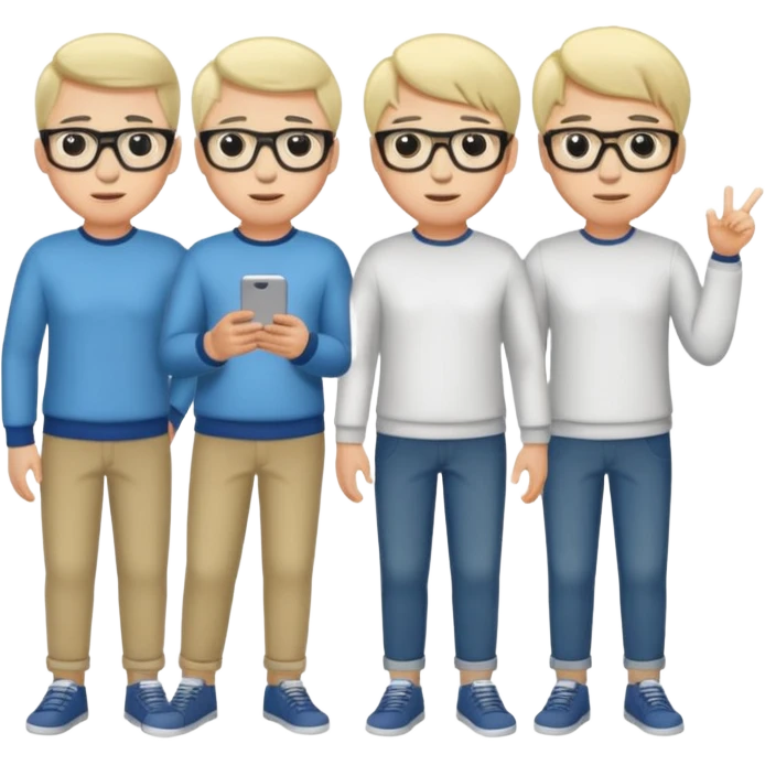 Group of 4 vibe coders, all male and white skinned  emoji