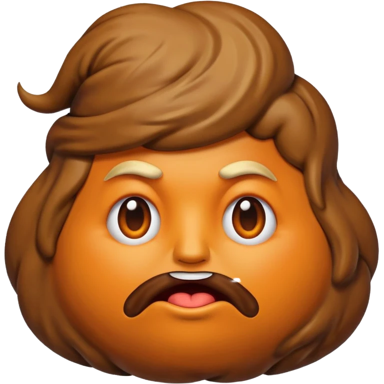 the poop emogi, a pile of poop in trumps image   none of those are what i want  i want the poop emogi with trumps face renbdered in poop, with an orange cast, and his wig on top nope emoji