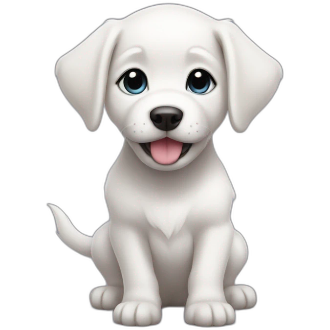 a white puppy on typhoon emoji