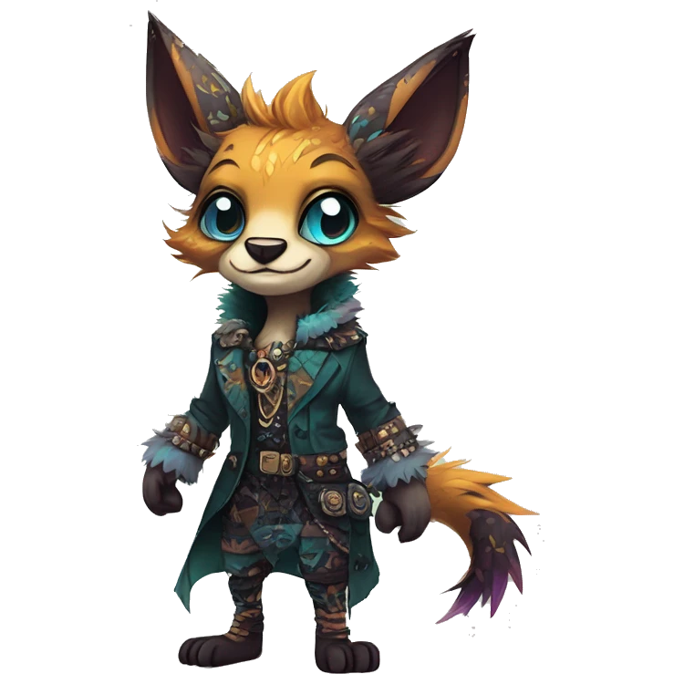 cute cool edgy fantasy animal fursona creature by griffsnuff & LiLaiRa & Falvie with badass colors with patterns and a spiked collar full body emoji