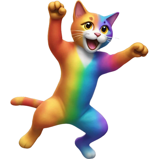 Rainbow cat jumping  emoji