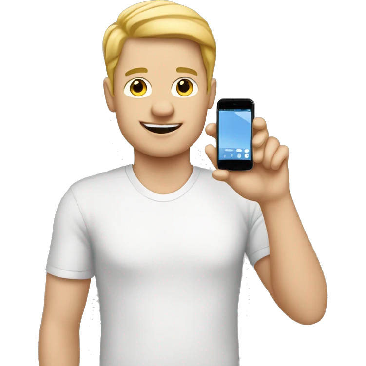 white person makes photo with smartphone emoji