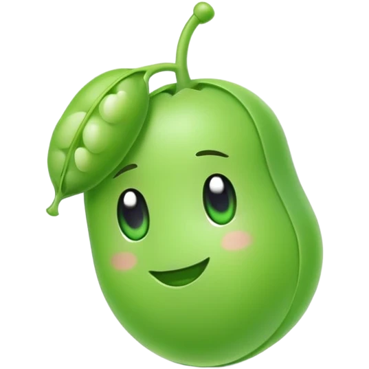 cute green pea with a single airpod in one ear emoji
