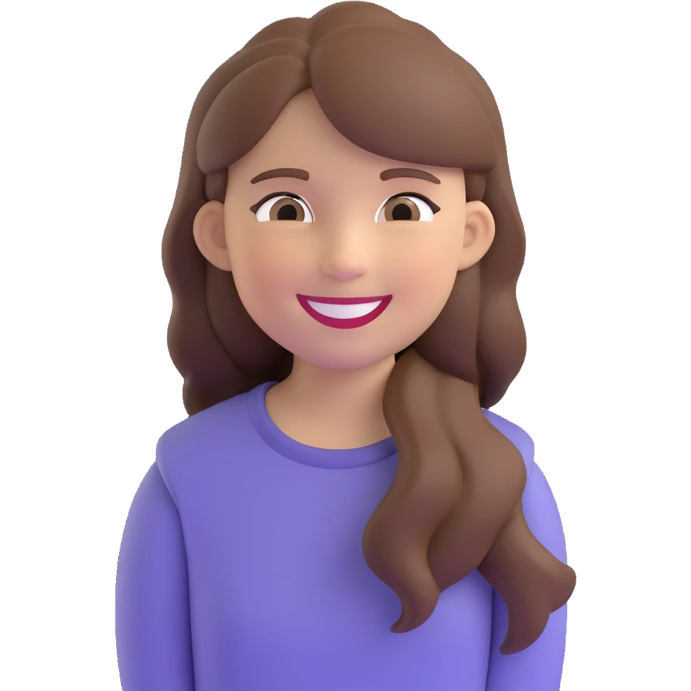 a smiling daughter with brown hair emoji