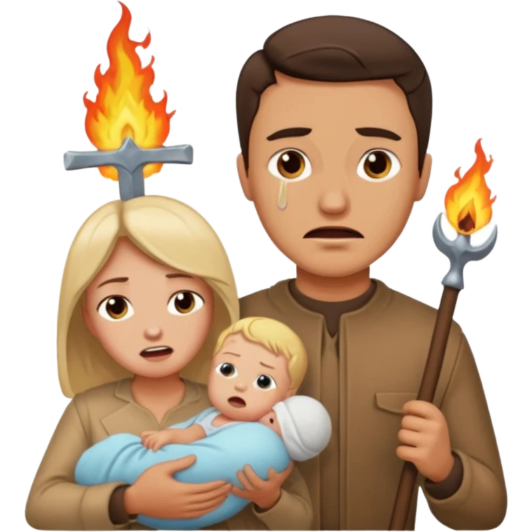  woman being burned in front of a very handsome man carrying a baby emoji