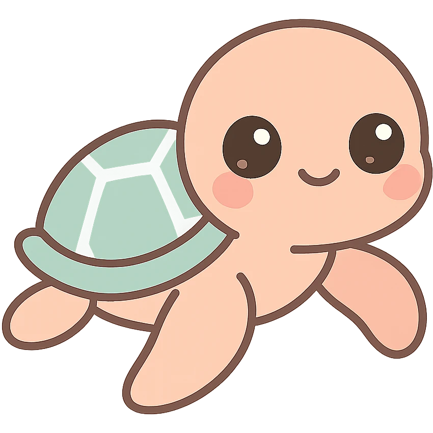 adorable baby hawksbill turtle, big eyes, soft colors emoji