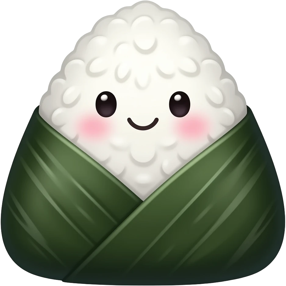 kawaii triangle kimbap emoji, triangular rice ball wrapped in seaweed, simple cute icon style, minimal design emoji