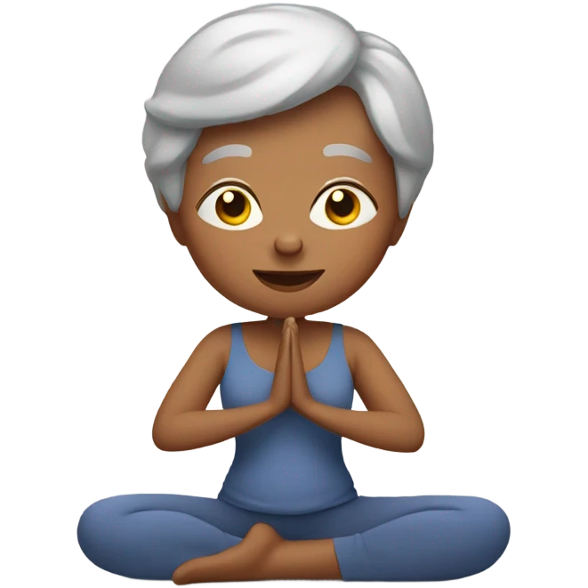 Grandma with short hair doing yoga emoji
