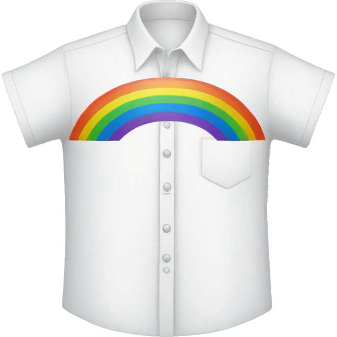 white shirt with rainbow emoji