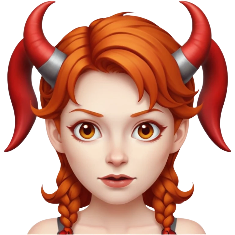 Ginger haired woman with devil horns emoji