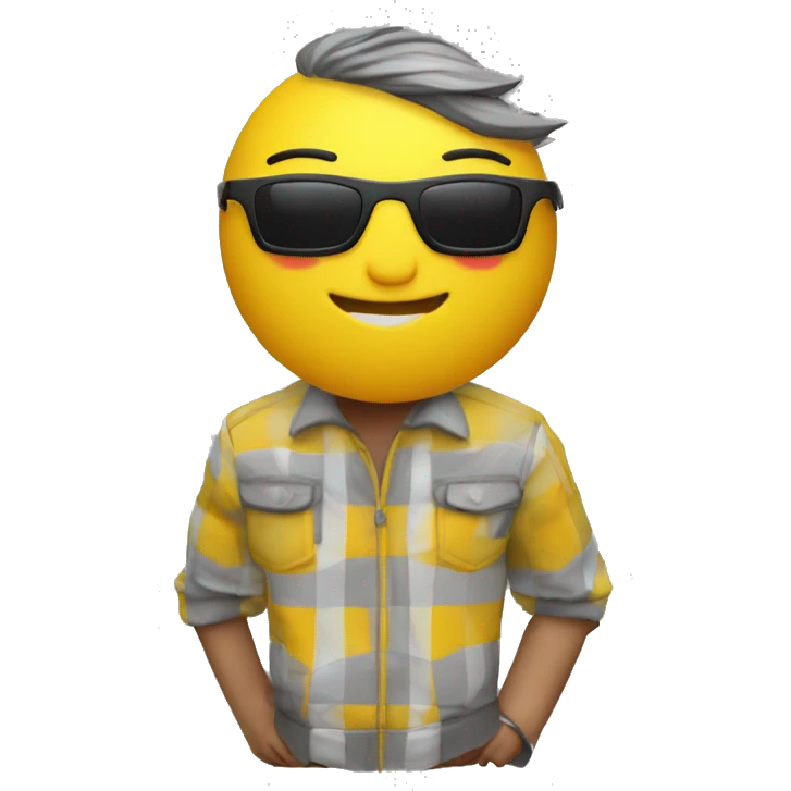1 SOLO EMOJI AMARILLO 3D CON LENTES DE SOL CUADRADOS Y FACCION SERIA emoji