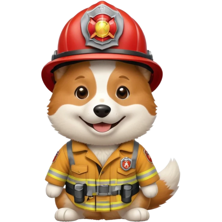 Corgi wearing firefighter gear emoji