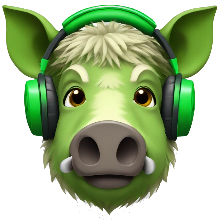 boar in green headphones emoji