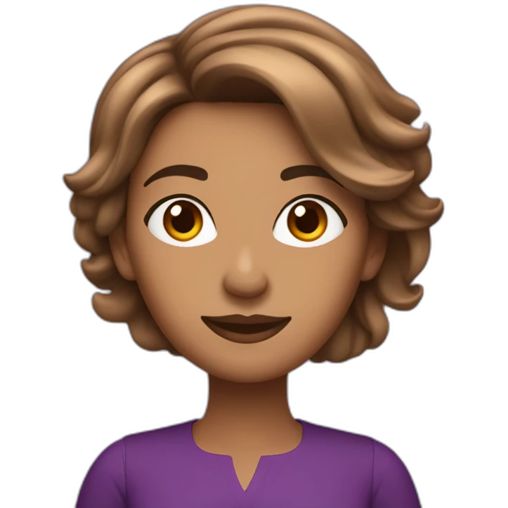 MUJER MAESTRA CABELLO MARRON CON MECHAS VIOLETAS emoji