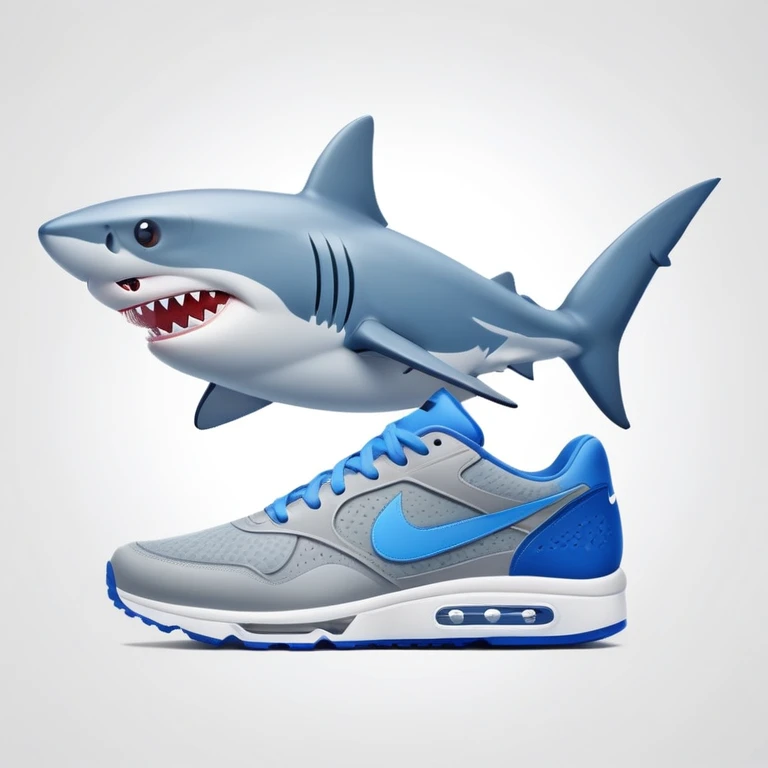 As un tiburón con zapatos nike azules  emoji