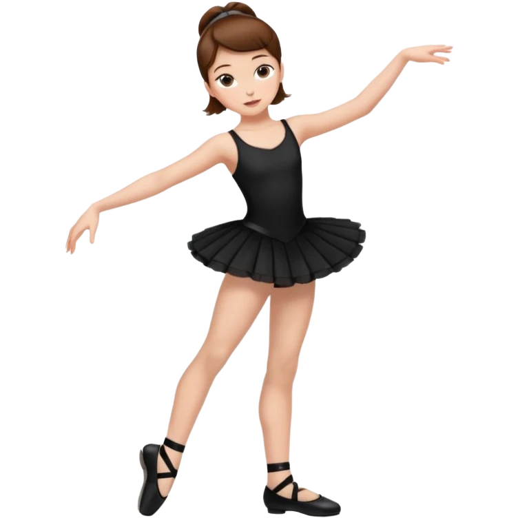 menina cabelos castanhos vestida de roupas de jazz e sapatilhas pretas emoji