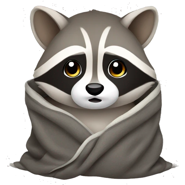 Cute raccoon in blanket emoji