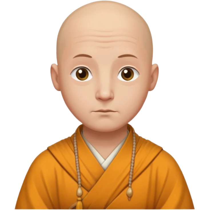 A bald monk in modern American city, wearing traditional robes, calm expression emoji