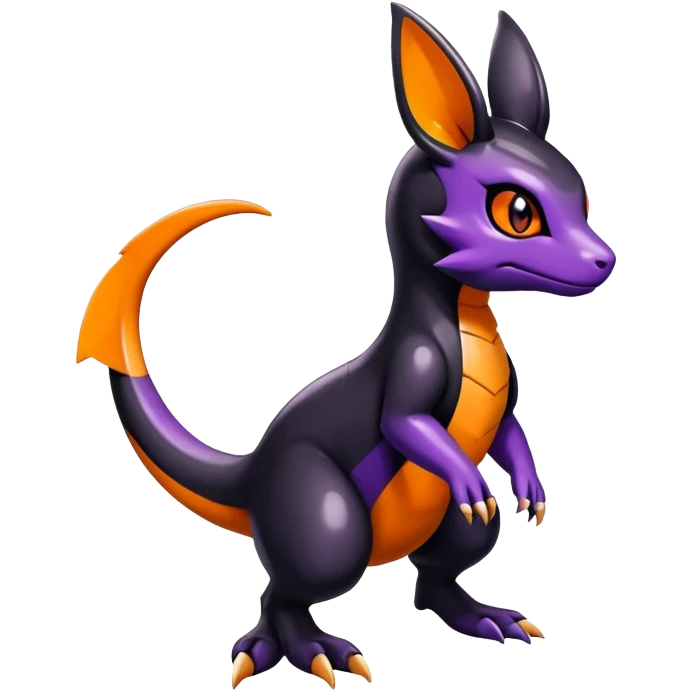 Cute Shiny Guilmon-Salandit-Umbreon-Fakémon-hybrid-creature (full body)  emoji