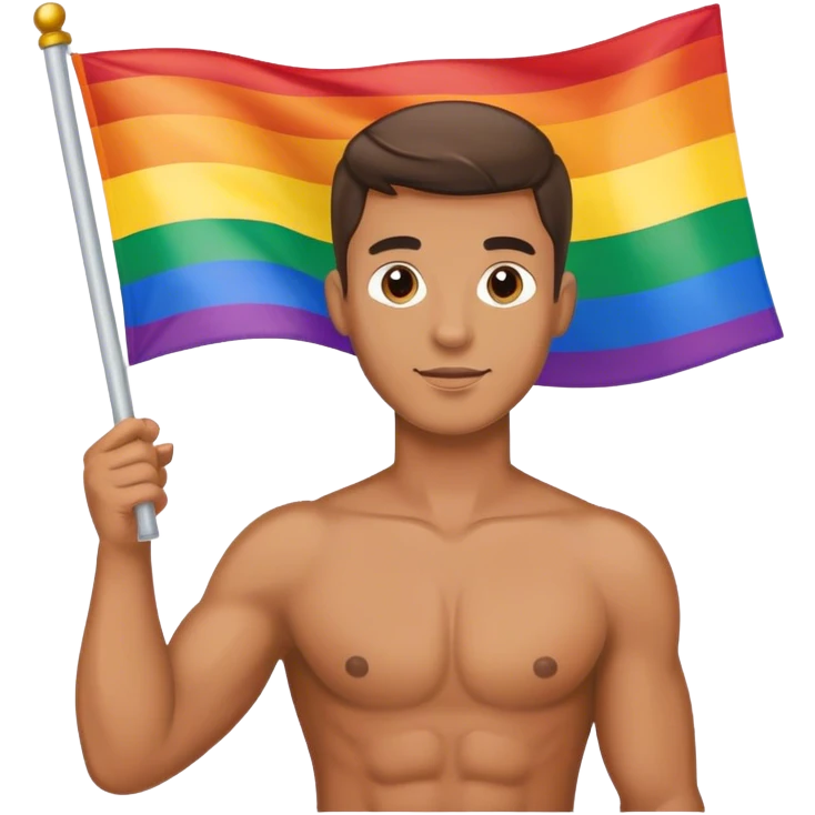 Un mec gay qui tiens le drapeau gay  emoji