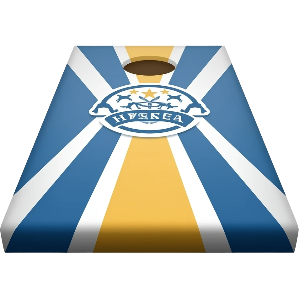Put the Winnipeg West cornhole logo on the middle of the cornhole board emoji