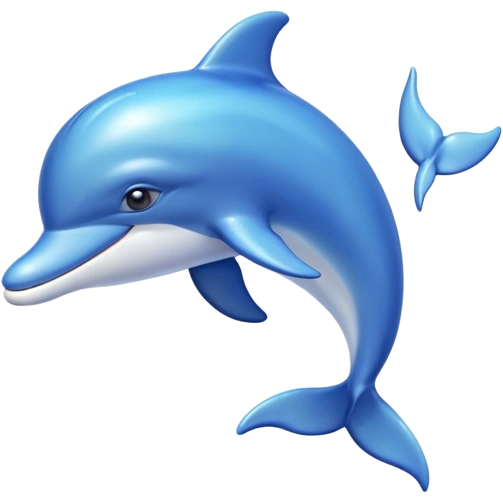 Beautiful and Majestic Dolphin Portrait Emoji, Radiating serene elegance and adorable charm with a graceful, streamlined form and luminous, glossy blue skin that shimmers under the sun, gentle, expressive eyes and a soft, content smile, Simplified yet exquisitely endearing features, highly detailed, glowing with a soft, majestic aquatic light, high shine, calm and enchanting, stylized with an air of timeless oceanic beauty, soft glowing outline, capturing the essence of a beautiful and majestic dolphin that embodies the pure magic of the sea! emoji