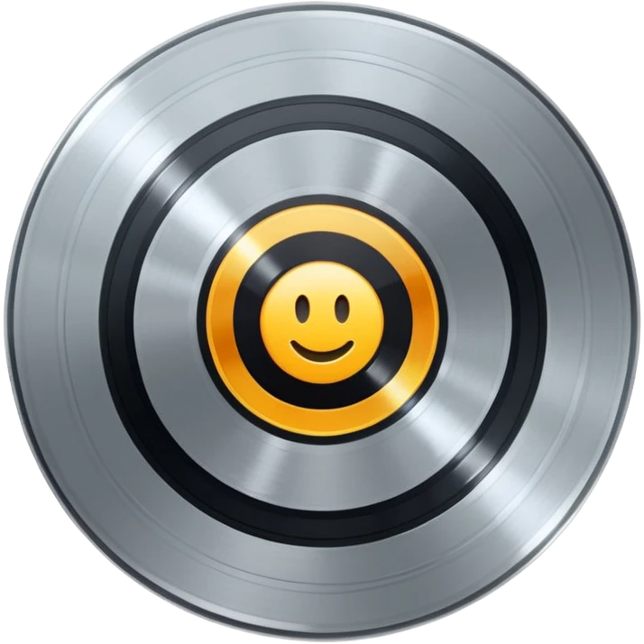 platinum vinyl with an apartment logo in the middle emoji