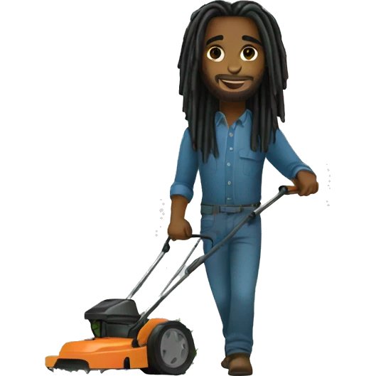 Black man with long dreads mowing emoji