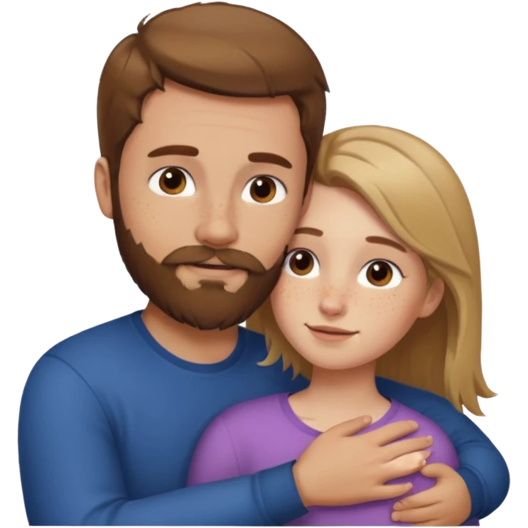 man with bead and brown hair hugging girl with brownish blonde hair with freckles  emoji
